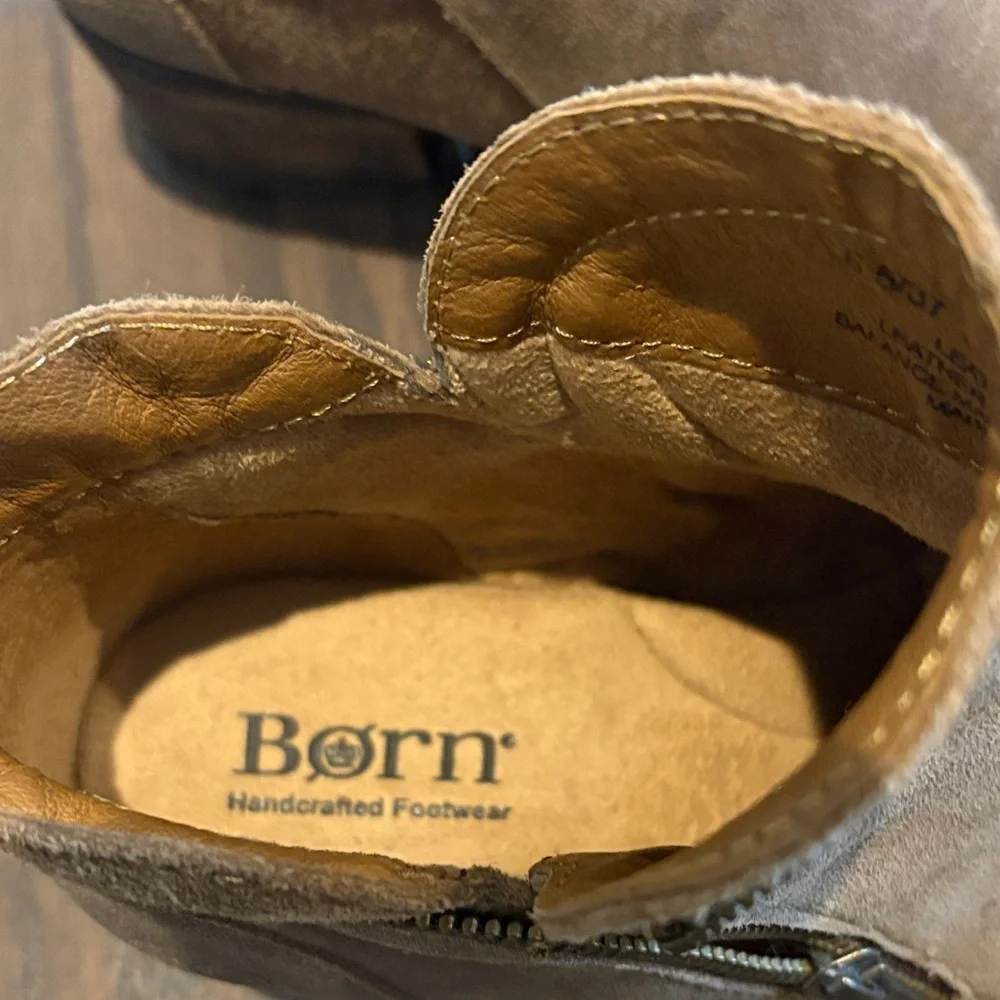 New.   Born Women's Brown Suede Ankle Booties with Side Zip